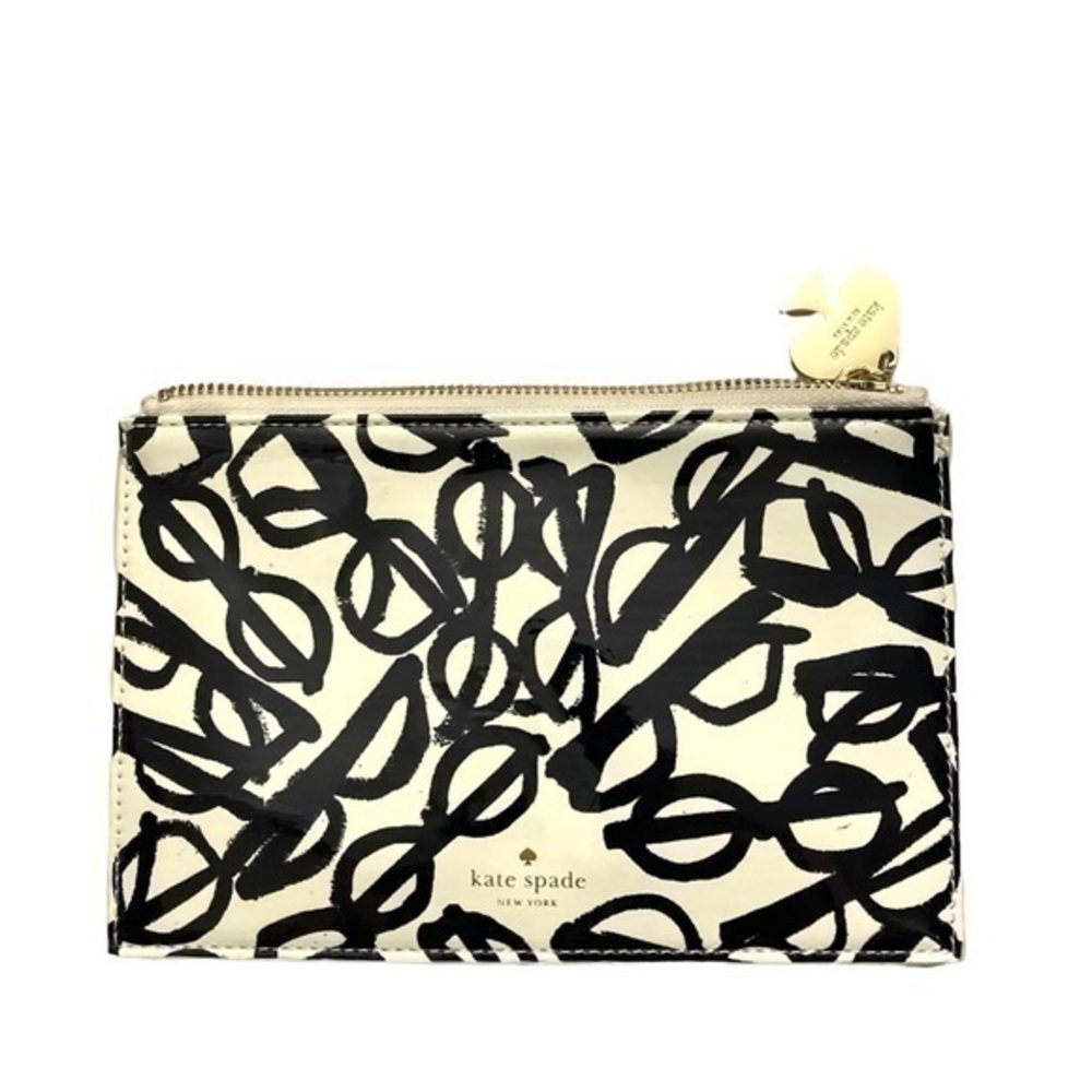 Kate spade black white pencil case cosmetic bag